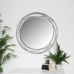 Melody Maison Large Round Silver Swirl Mirror 92cm x 92cm