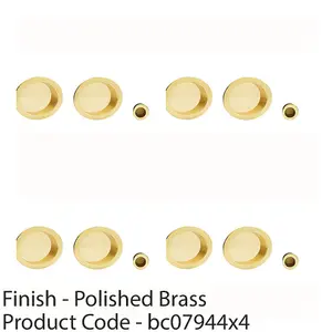 4 PACK - 29mm Sliding Door Rose & 2x 56mm Round Flush Finger Pulls - Polished Brass