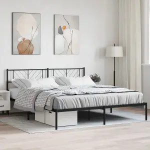 Berkfield Metal Bed Frame with Headboard Black 183x213 cm