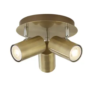 Lighting Collection Tampa Antique Brass Cylinder 3 Light Spotlight