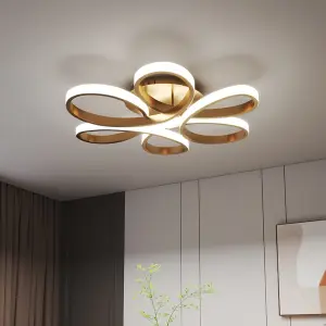 Gold Modern 1 Light Curved Shape Acrylic Flush Mount Integrated LED Ceiling Light Fixture Cool white 58cm