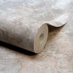 Paul Moneypenny Taupe Castello Plaster Patina Wallpaper for Grandeco