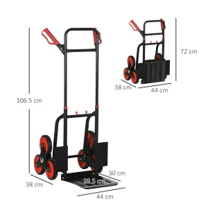 DURHAND Climbing Stairs Trolley Hand Trucks 6-Wheels Foldable Load Cart Steel