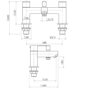 Square Black Thermostatic Overhead Shower Kit & Form Basin & Bath Shower Mixer Tap Pack