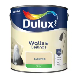 Dulux Walls & ceilings Buttermilk Silk Emulsion paint, 2.5L