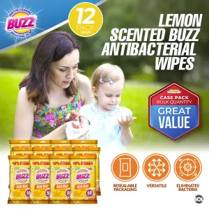 Bulk 12pk Surface Kitchen Wipes 600 Wipes, Lemon Scented Household Wipes Cleaning, All Around Cleaning Wipes, Multi Surface Wipes