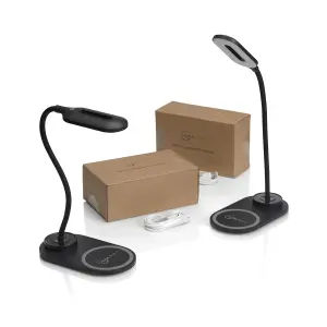 Auraglow Flexible Lamp with 10W Qi Wireless Fast Charger -Black-2 Pack