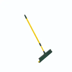 Pull-Push Broom - Outdoor Garden Rake Brush Tool with Telescopic Adjustable Handle & Curved Bristles - H80-140 x W34 x D8.5cm