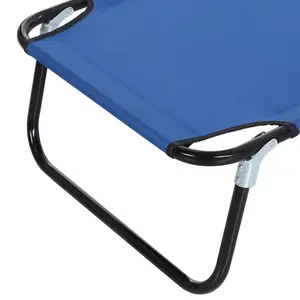 Outsunny Folding Lounge Chair Outdoor Chaise Lounge for Bench Patio Blue