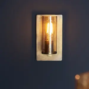 Luminosa Palermo Wall Lamp Brass Patina & Champagne Lustre Glass