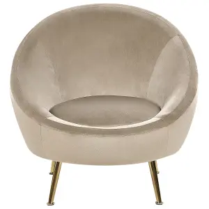 Beliani Retro Armchair LANGA Velvet Taupe