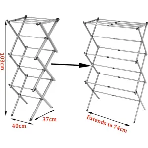 3 Tier 7.5m Drying Rack Extendable Compact Clothes Airer Laundry Indoor Outdoor