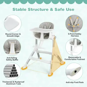 Costway Adjustable Baby High Chair Newborn Feeding Chair w/ 5 Heights Removable Tray