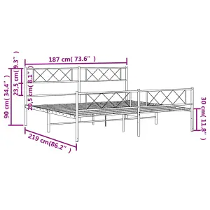 Berkfield Metal Bed Frame with Headboard and Footboard White 183x213 cm