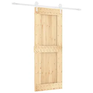 Berkfield Sliding Door with Hardware Set 80x210 cm Solid Wood Pine