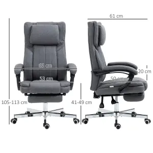 HOMCOM Executive Office Chair Reclining Office Chair with Headrest Dark Grey