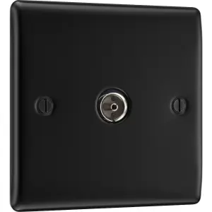 NEXUS METAL MATT BLACK SINGLE SOCKET FOR TV OR FM CO-AXIAL AERIAL CONNECTION