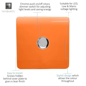 Trendi Switch 1 Gang 1 or 2 way 150w Rotary LED Dimmer Light Switch in Orange