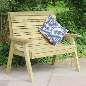 Zest Freya Wooden 2 Seater Garden Outdoor Bench Chair Patio Park