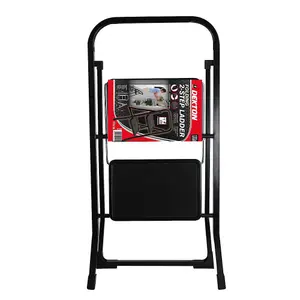 Dekton Folding Metal 2 Step Ladder Portable Wide Steps Non Slip Rubber Safety