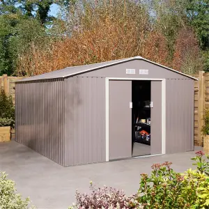 Cheshire 10 x 12 Metal Apex Shed - Light Grey