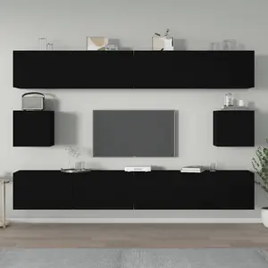 Berkfield 6 Piece TV Cabinet Set Black Engineered Wood