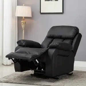 Chester Single Motor Electric Rise Recliner Bonded Leather Armchair Electric Lift Riser Chair (Black)