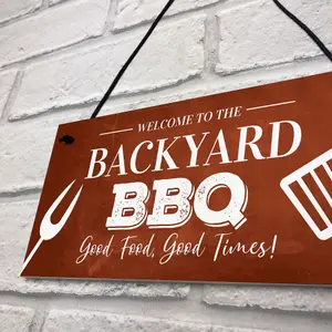 Backyard BBQ Sign Funny Garden Shed Man Cave Sign Gift For Men New Home Gift