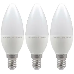 Crompton Lamps LED Candle 5W E14 Dimmable Cool White Opal (40W Eqv) (3 Pack)