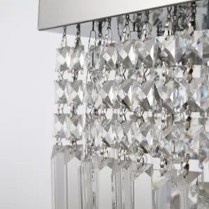 HOMCOM Modern Crystal Ceiling Light Square Chandelier for Home Office Silver