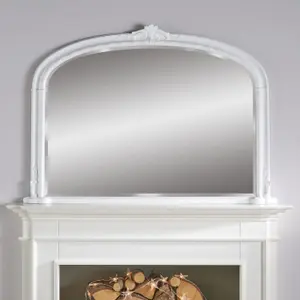 Overmantle Mirror Mayfair Arched Shape with White Frame- W 127cm x H 89cm x D 4cm for Hanging in Above the Fireplace,Bathroom