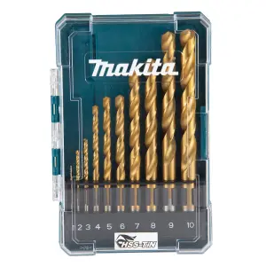 Makita D-72849 10 Piece HSS TiN Metal Steel Drill Bit Set 1 - 10mm Bits + Case