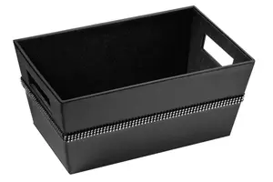 Maison by Premier Diamante Black Faux Leather Rectangular Storage Box