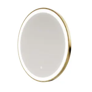 Nes Home Touch Sensor Bathroom LED Mirror Demister 600mm Brushed Brass