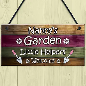 Red Ocean Garden Sign Hanging Wall Plaque Gift For Nan Nanny Summerhouse Sign Gift From Grandchildren