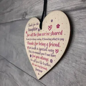 Red Ocean Best Friend Friendship Sign Handmade Wooden Hanging Heart Plaque Chic Sign Birthday Gift For Friend Keepsake