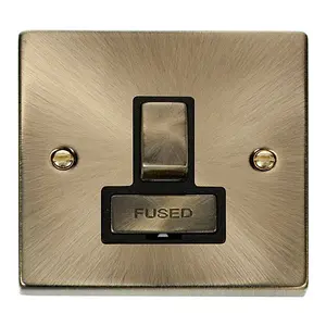 Antique Brass 13A Fused Ingot Connection Unit Switched - Black Trim - SE Home