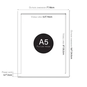 A5 White Picture Frame Fits A5 (14.8 x 21cm - 5.8 x 8.3in) Poster, Photo, Artwork, or Print.