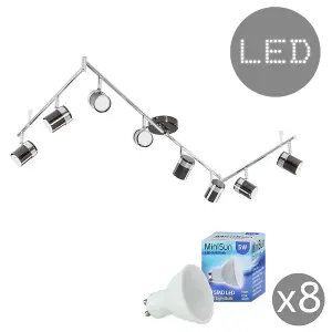 ValueLights Rosie Black Ceiling Bar Spotlight and GU10 Spotlight LED 5W Cool White 6500K Bulbs