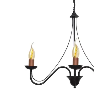 Luminosa Malbo Multi Arm Pendant Ceiling Light Black, Copper 60cm