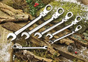 Faithfull FAISPARAT6S Flexi Head Combination Ratchet Spanners 6 PC XMS21RSPAN6