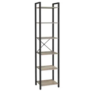 Lakesha Etagere Bookcase Greige/Black / 187.5cm H x 40cm W x 30cm D