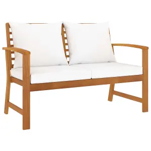 Berkfield Garden Bench 120 cm with Cream Cushion Solid Wood Acacia