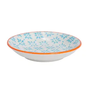 Nicola Spring Hand-Printed Sauce Dish - Japanese Style Porcelain Snack Salsa Dip Crockery - 10cm - Blue