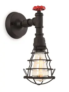 Luminosa Factory 1 Light Indoor Wall Light Rustic Black, E27