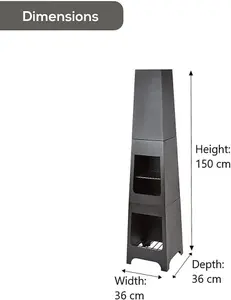 Tall Black Steel Chiminea 150cm