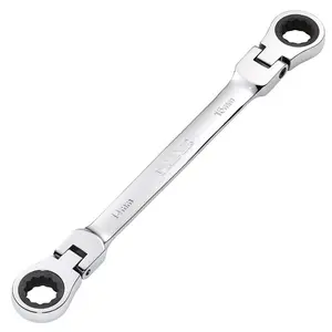 Draper Tools HI-TORQ Metric Flexible Head Double Ring Ratchet Spanner, 14 x 15mm