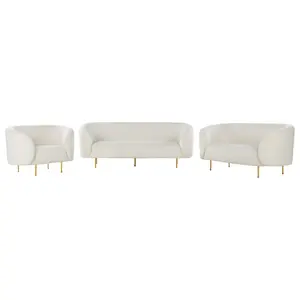 Boucle Living Room Set White LOEN