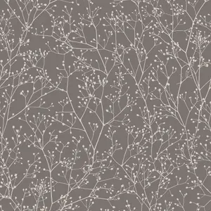 Clarissa Hulse Gypsophila Mocha & Silver effect Smooth Wallpaper