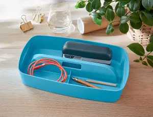 Leitz MyBox Cosy Calm Blue Organiser Storage Tray with Handle Small